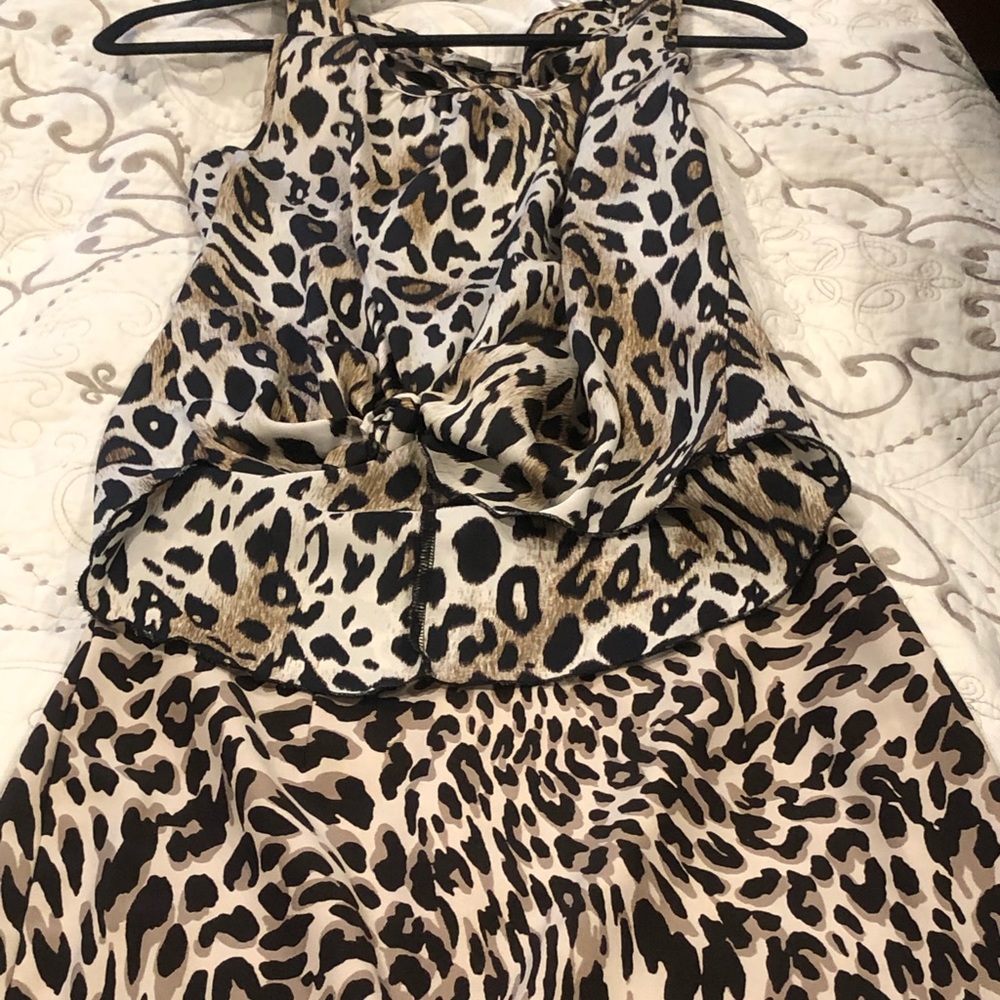 Sexy Leopard Blouse and Skirt